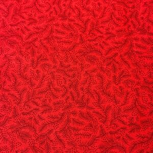 Cotton Quilting Fabric 44x30 Red Pine Needle Berry Holiday Print